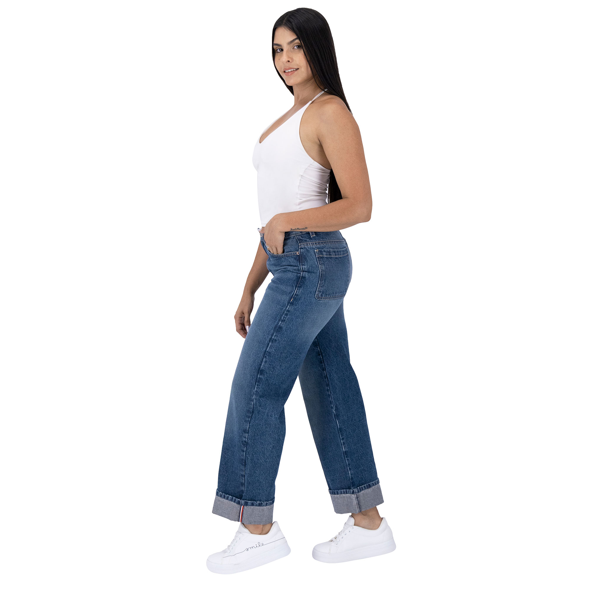 Foto 8 pulgar | Pantalón Pierna Ancha Britos Jeans Mujer Mezclilla 025805