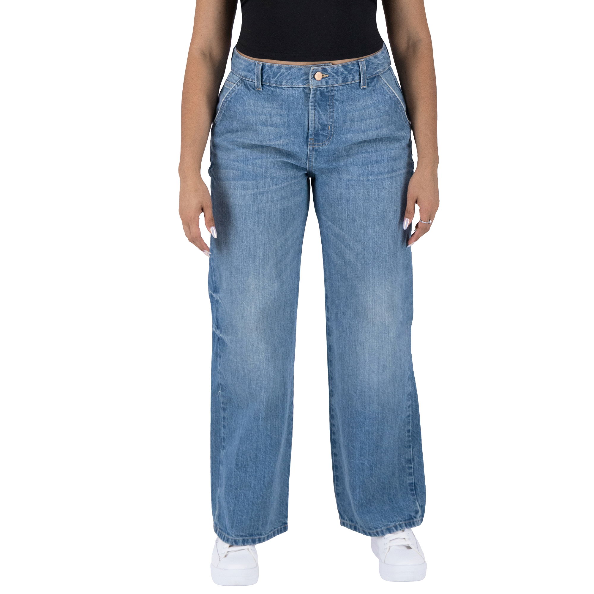 Foto 2 pulgar | Pantalón Pierna Ancha Britos Jeans Mujer Mezclilla 025790