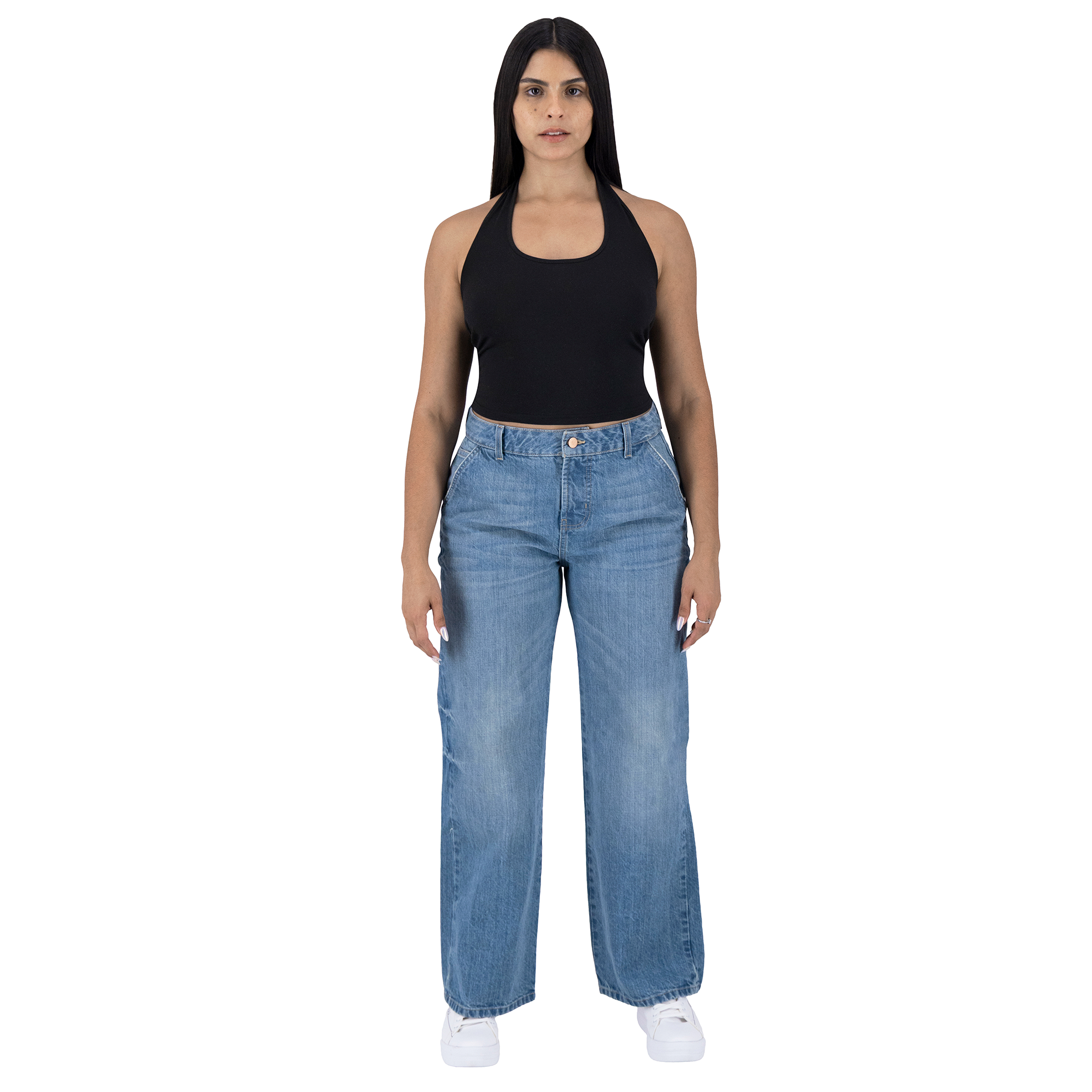 Foto 4 pulgar | Pantalón Pierna Ancha Britos Jeans Mujer Mezclilla 025790