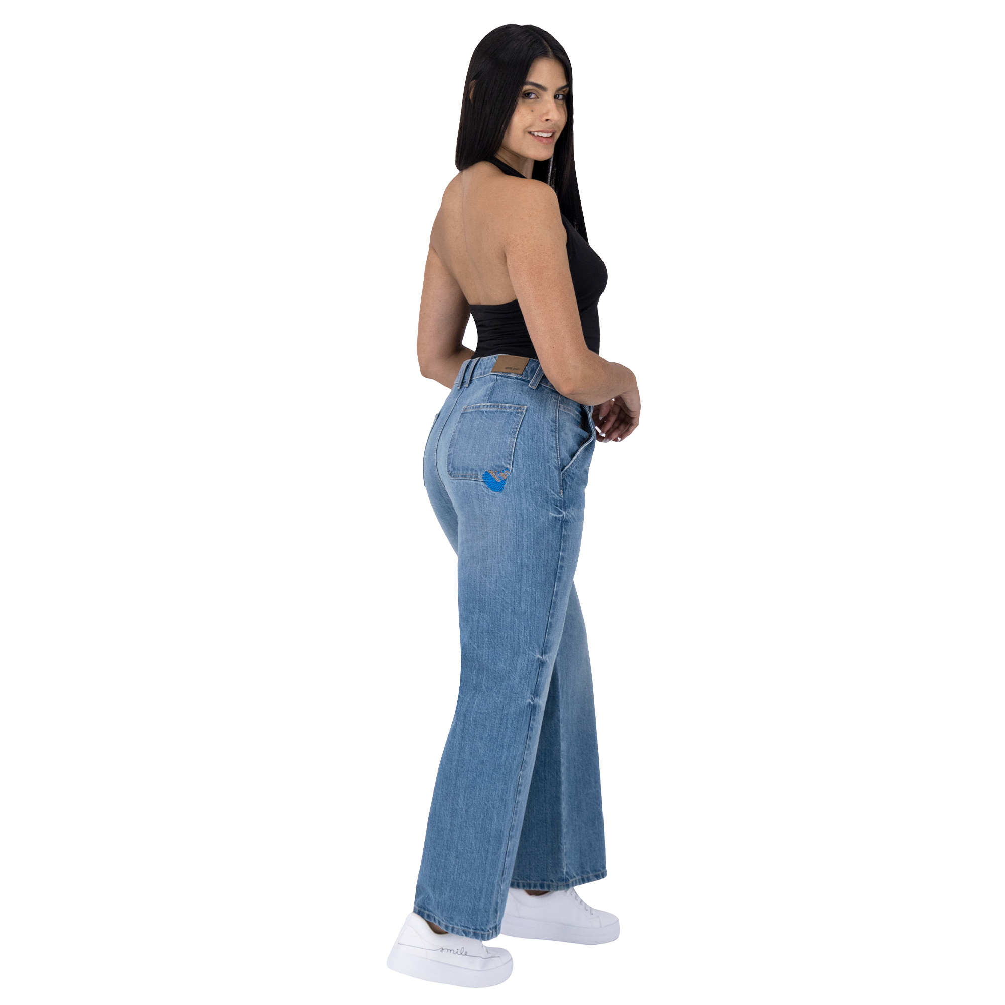 Foto 6 pulgar | Pantalón Pierna Ancha Britos Jeans Mujer Mezclilla 025790