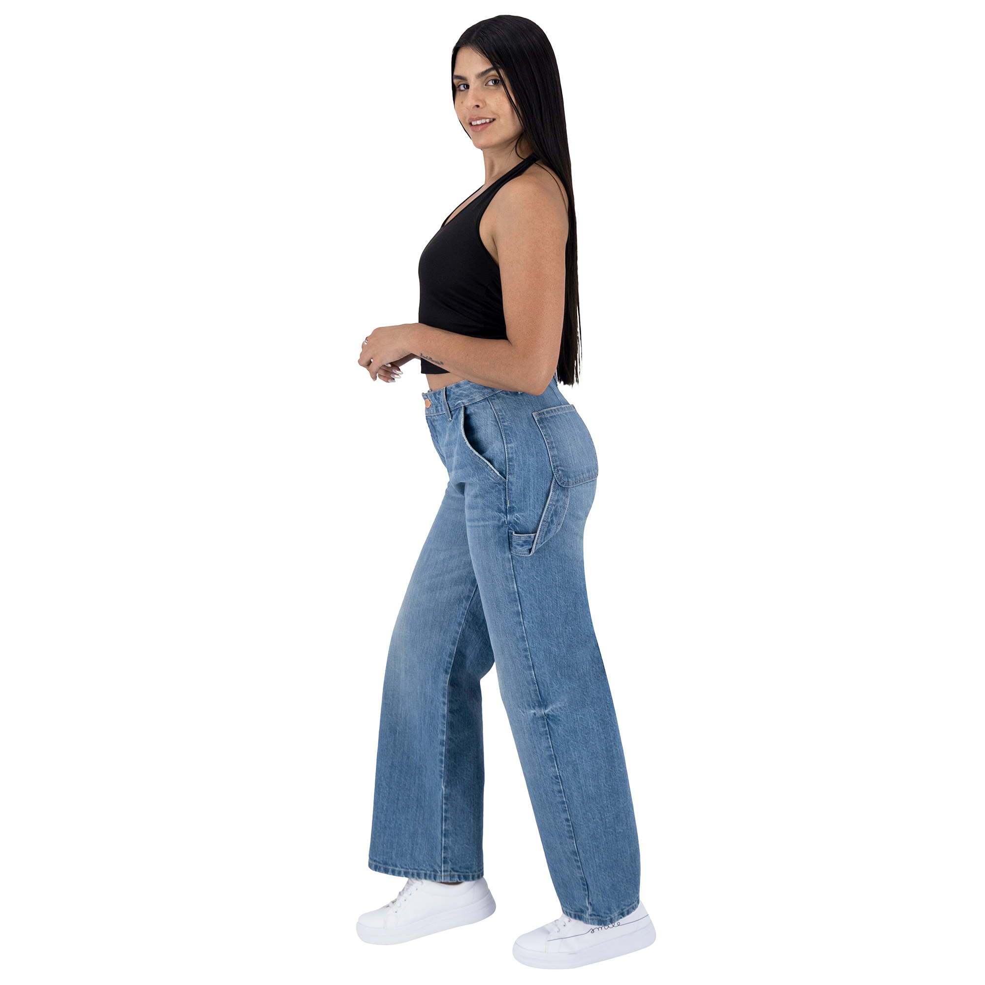 Foto 8 pulgar | Pantalón Pierna Ancha Britos Jeans Mujer Mezclilla 025790
