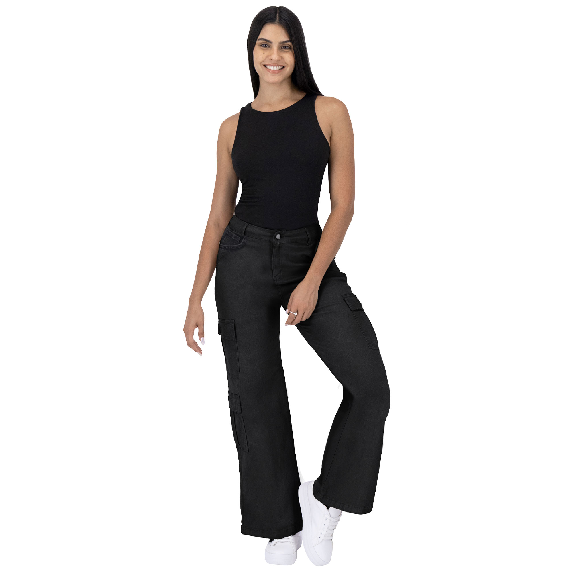 Foto 4 pulgar | Pantalón Cargo Britos Jeans Mujer Pierna Ancha 025621