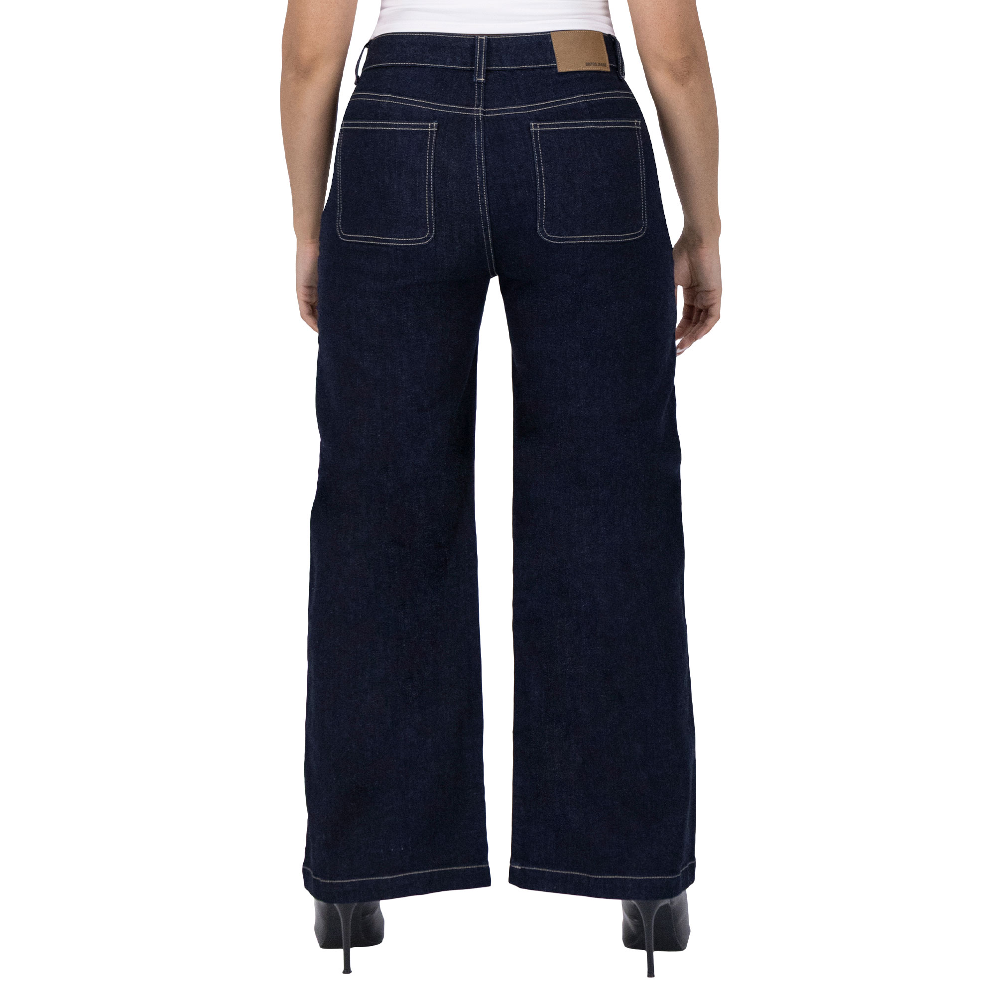Foto 3 pulgar | Pantalón Pierna Ancha Britos Jeans Mujer Mezclilla 025825