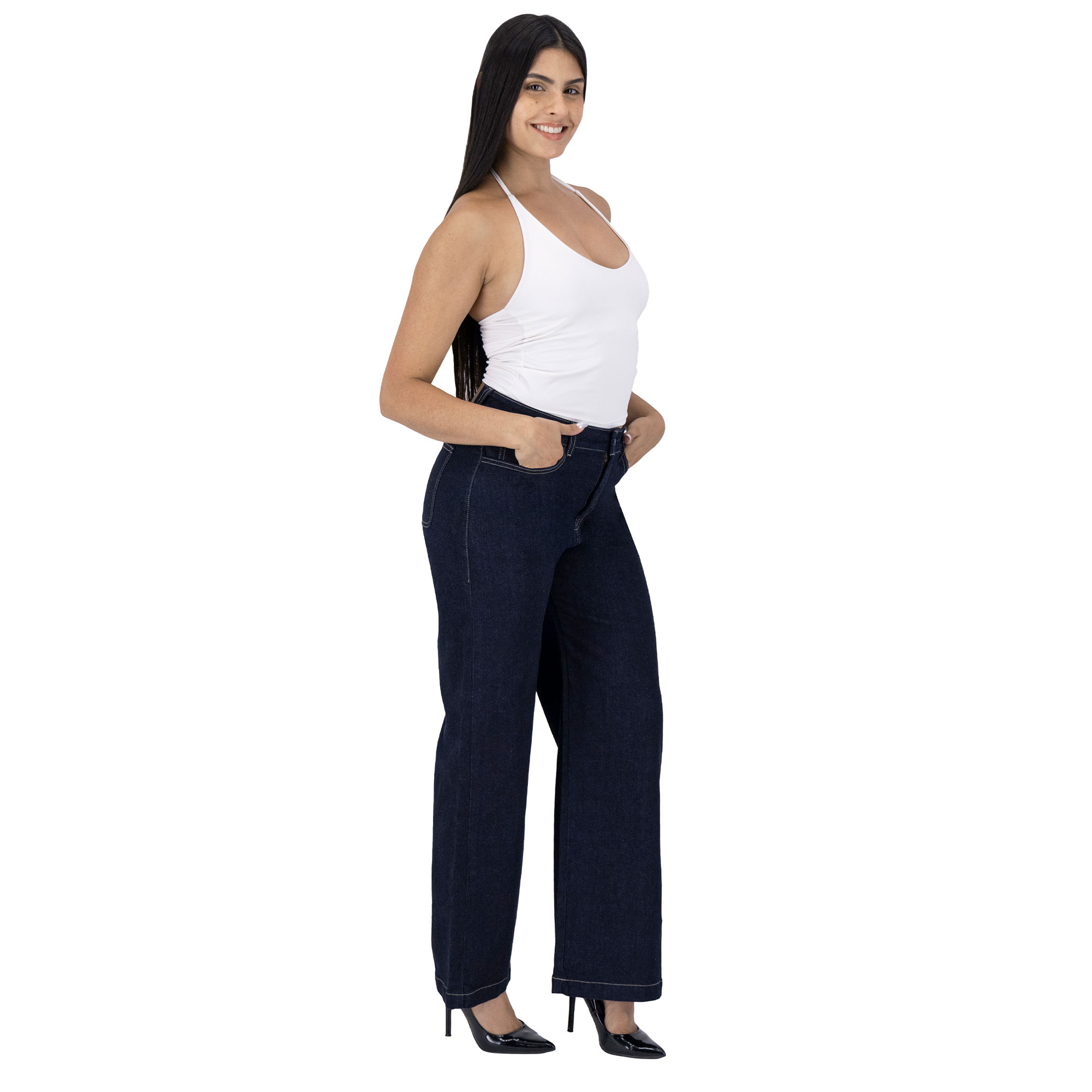 Foto 6 pulgar | Pantalón Pierna Ancha Britos Jeans Mujer Mezclilla 025825
