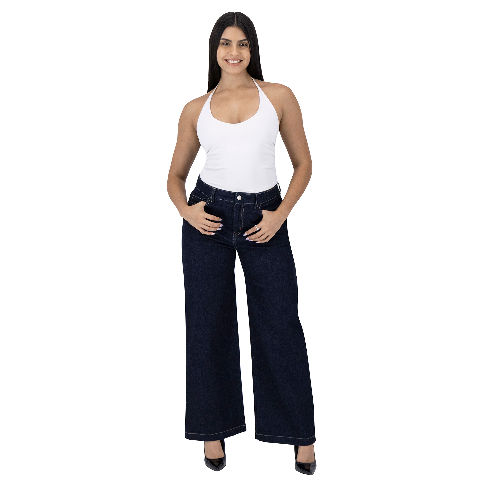Foto 7 pulgar | Pantalón Pierna Ancha Britos Jeans Mujer Mezclilla 025825
