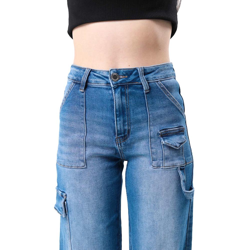 Foto 4 pulgar | Jeans Wide Leg Cargo /juvenil  3952 (azul Medio) Azul