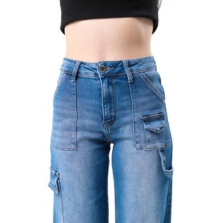 Foto 3 | Jeans Wide Leg Cargo /juvenil 3952 (azul Medio) Azul