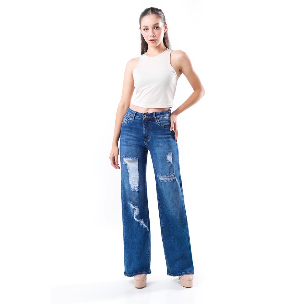Foto 2 pulgar | Jeans Wide Leg Fit /juvenil  4061 (azul Medio)) Azul