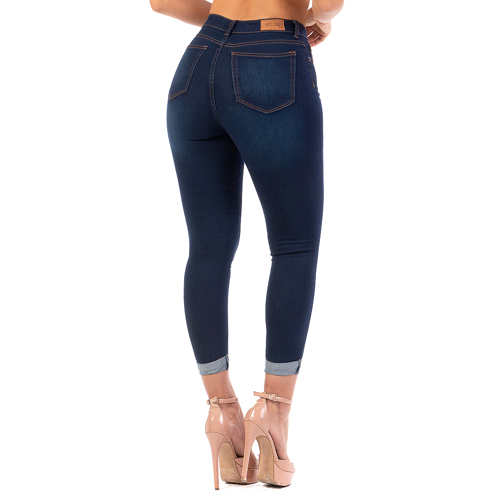 Foto 4 pulgar | Pantalón Mezclilla Stretch para Mujer Opps Jeans color Azul con Dobladillo en Tobillos