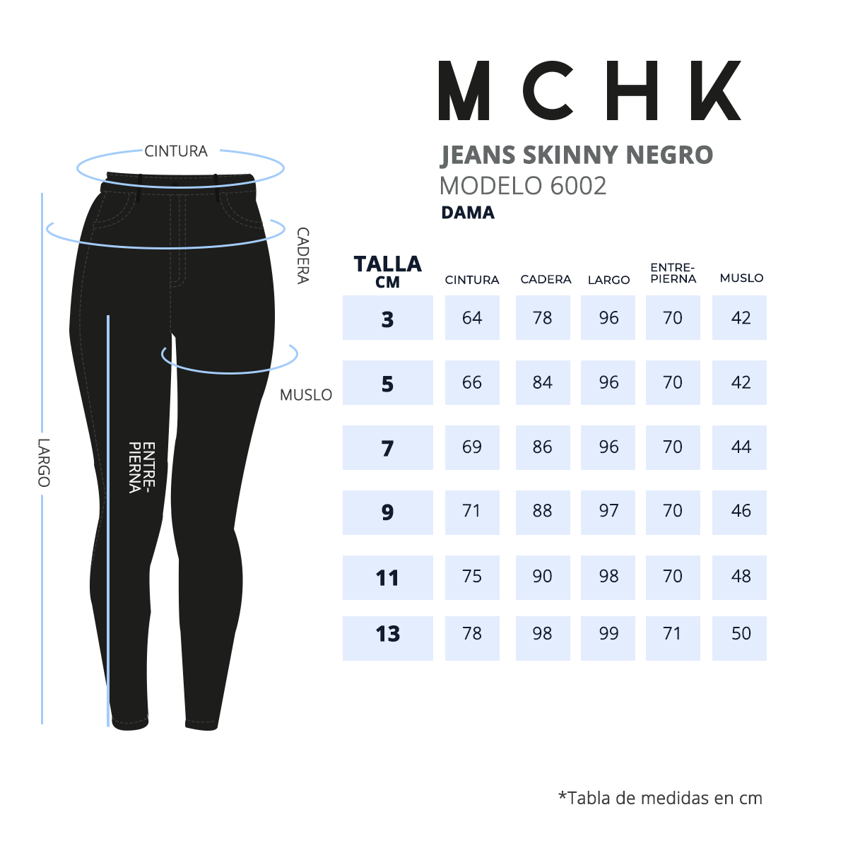 Foto 7 pulgar | Jeans para Mujer  Mchk 6002 Talla Extra Tiro Alto color Negro