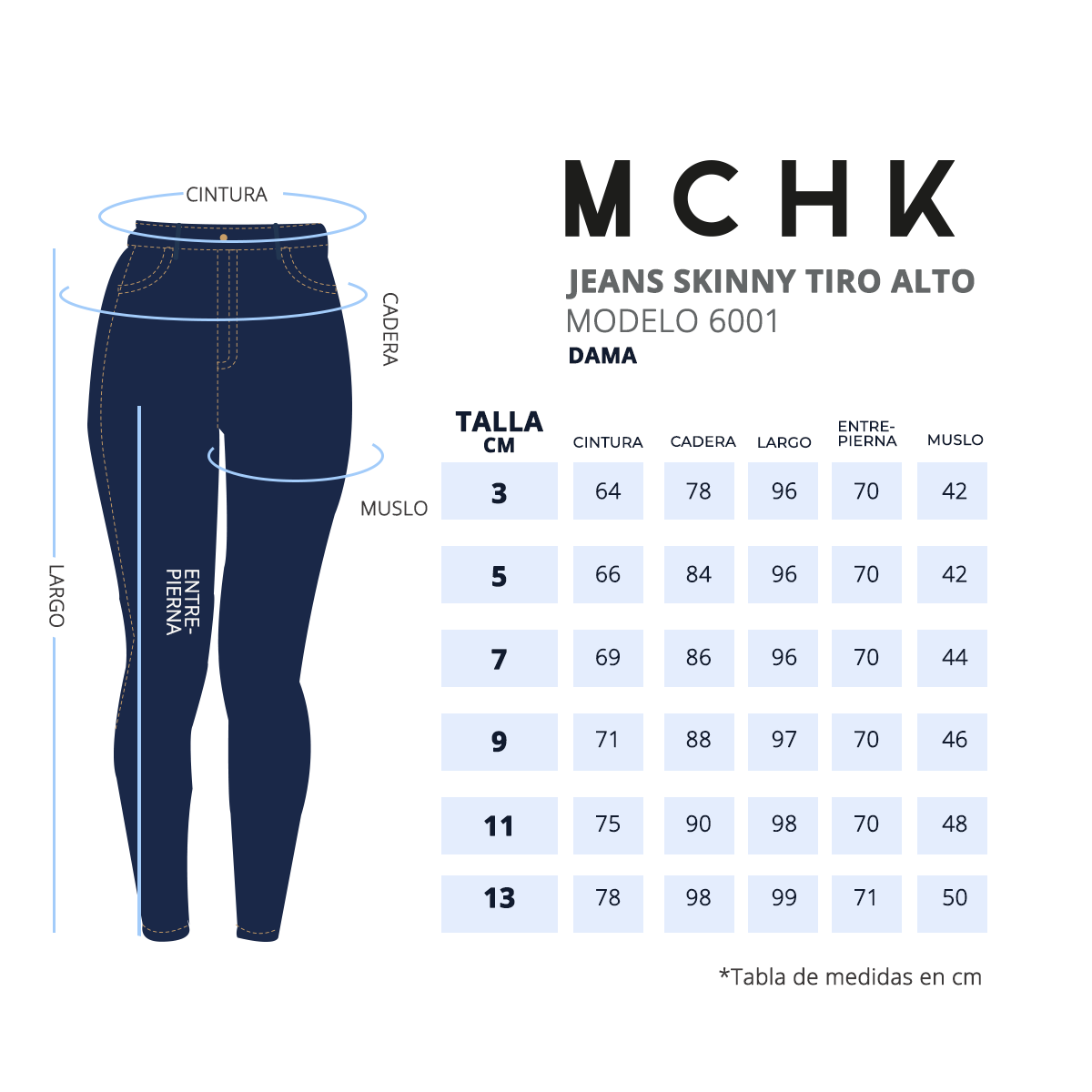 Foto 7 pulgar | Jeans Mchk 6001 de Mezclilla Skinny Tiro Alto para Mujer color Azul