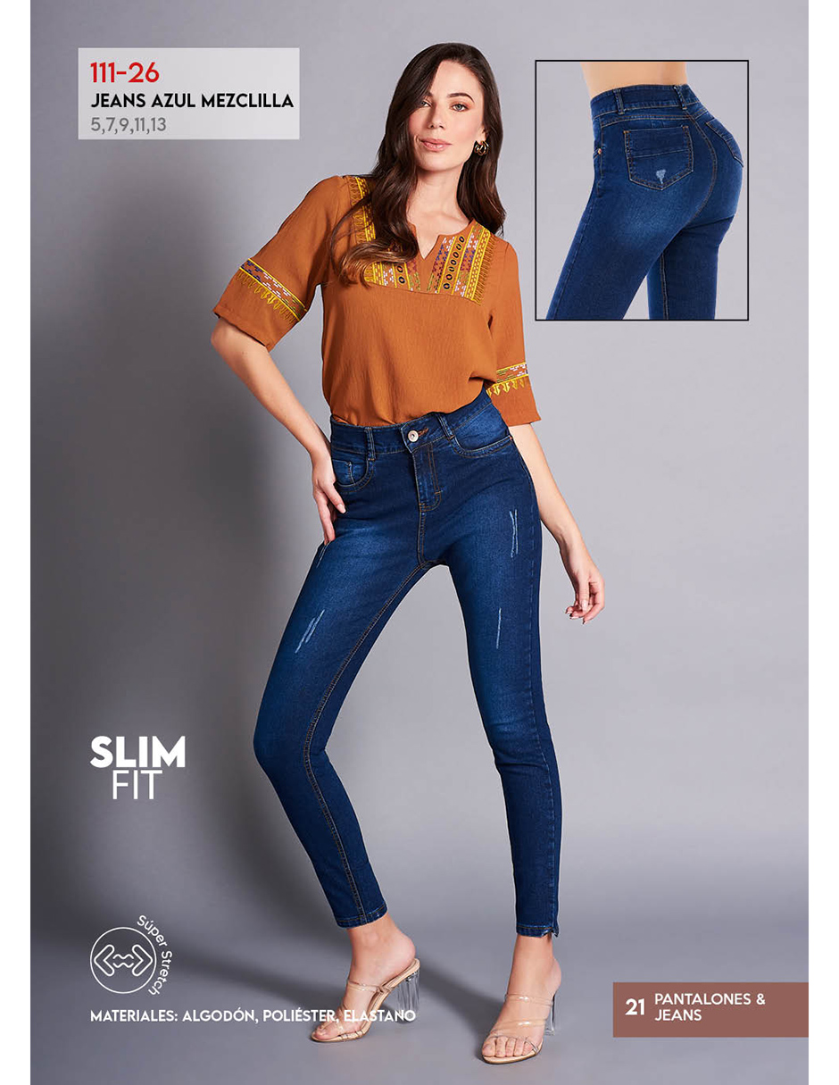 Foto 4 pulgar | Jeans Devendi Skinny color Azul para Mujer