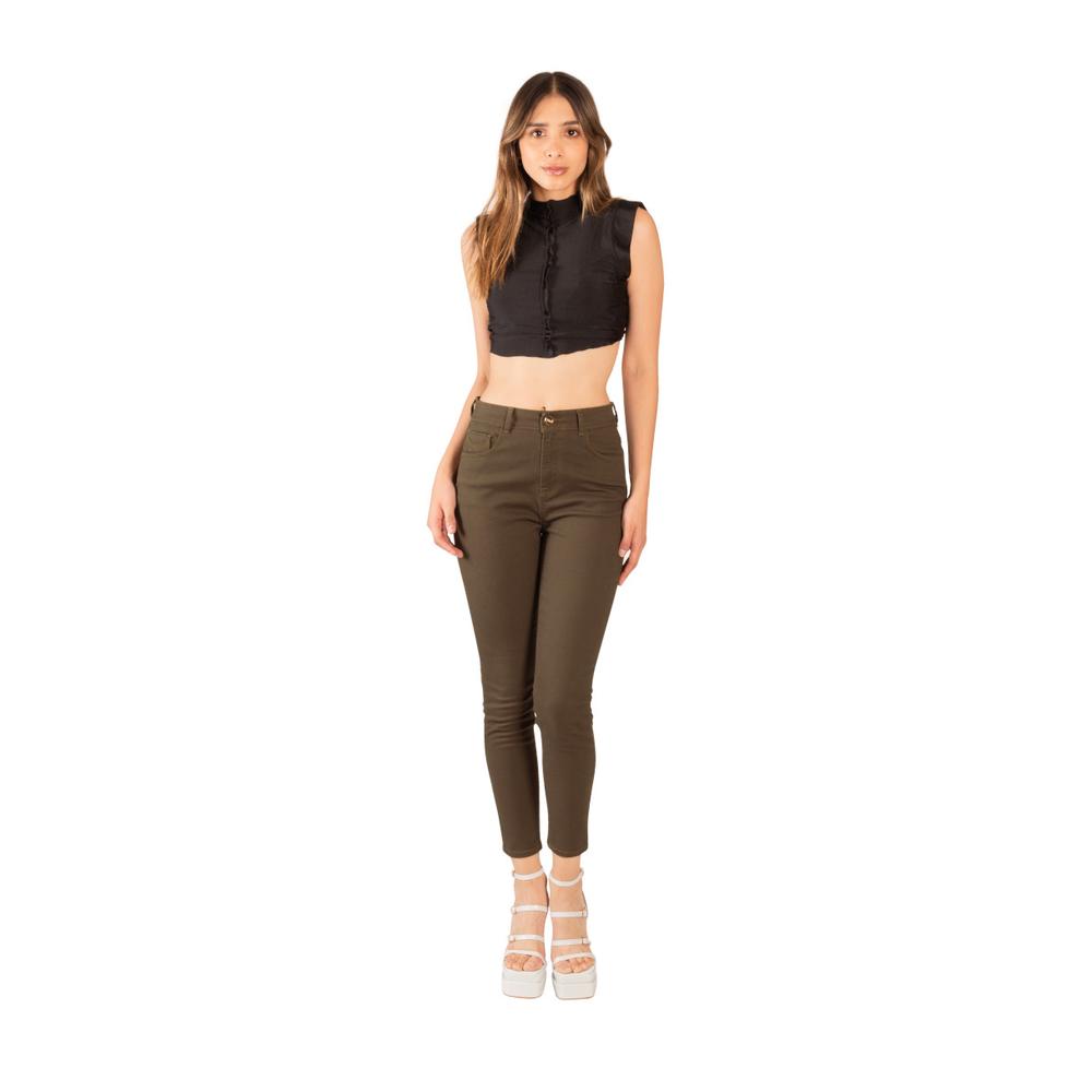Foto 2 pulgar | Pantalón Skinny Tiro Alto Color Militar Jeanswest Café