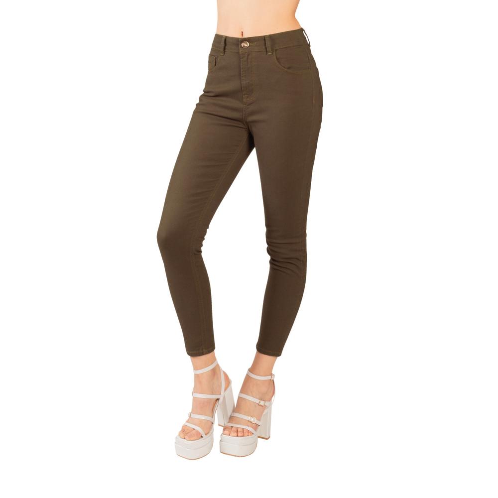 Foto 3 pulgar | Pantalón Skinny Tiro Alto Color Militar Jeanswest Café