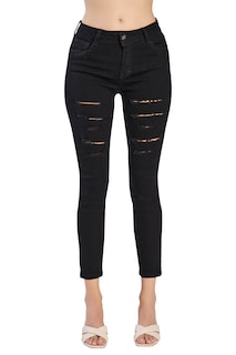 Foto 1 | Jeans Skinny Devendi Negros Rupturas