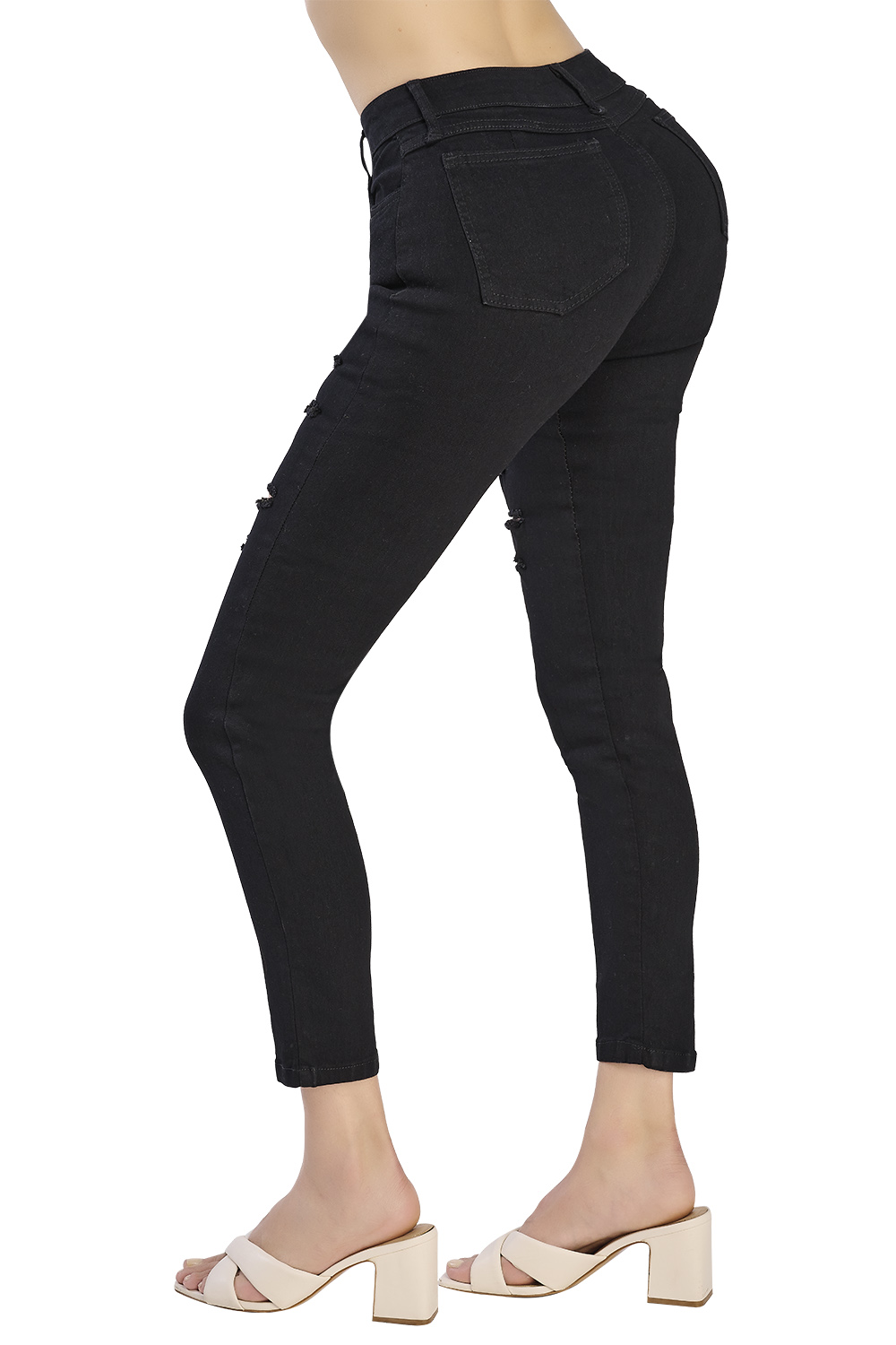 Foto 3 pulgar | Jeans Skinny Devendi Negros Rupturas