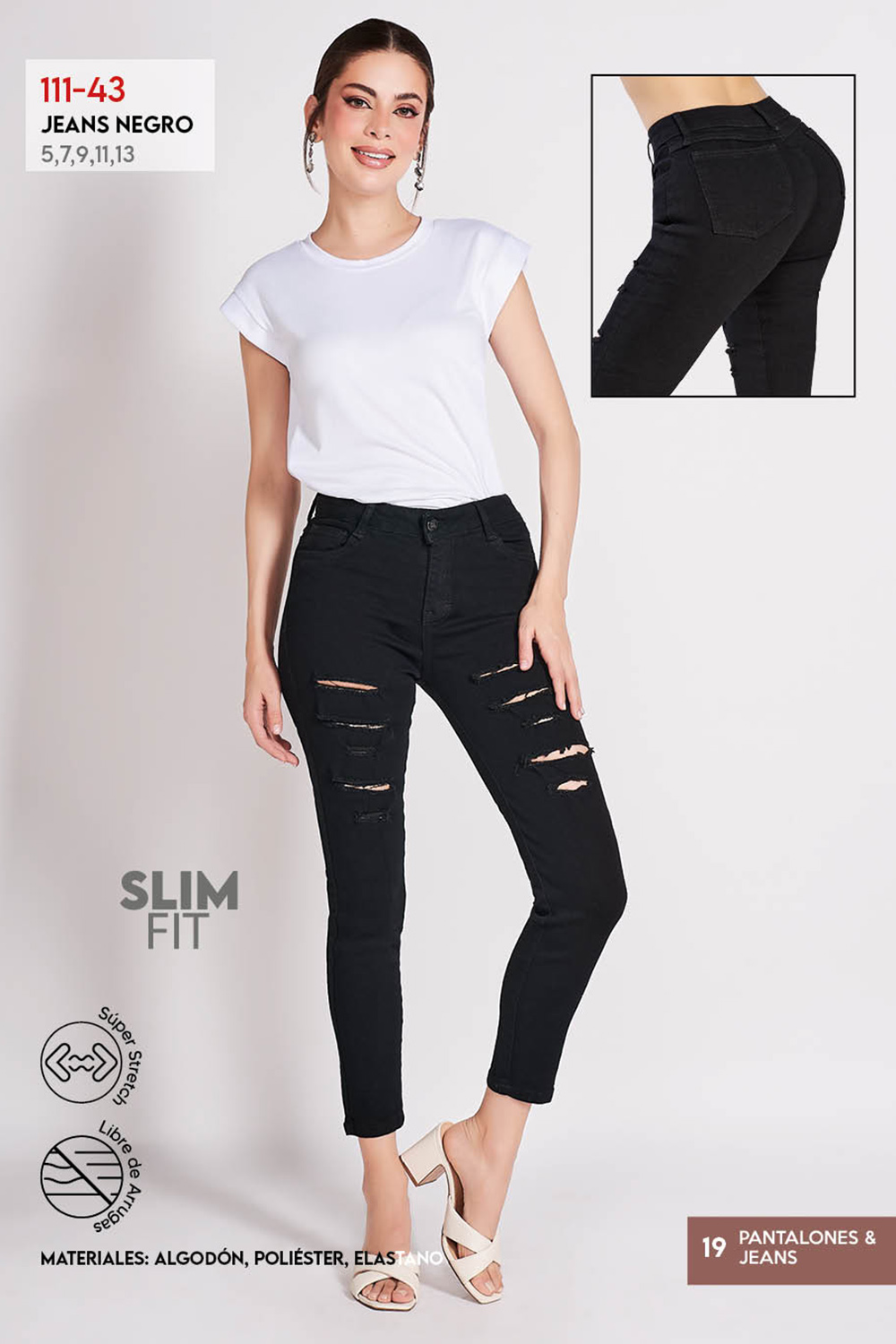Foto 4 pulgar | Jeans Skinny Devendi Negros Rupturas