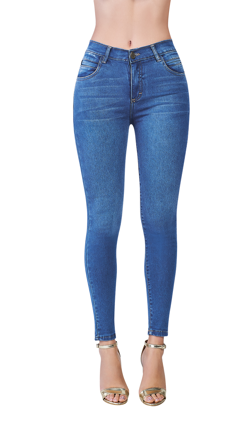 Foto 2 pulgar | Jeans Devendi Color Azul Skinny Tiro Alto