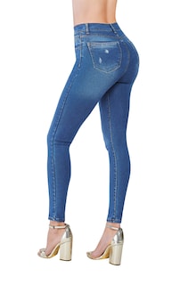 Foto 2 | Jeans Devendi Color Azul Skinny Tiro Alto