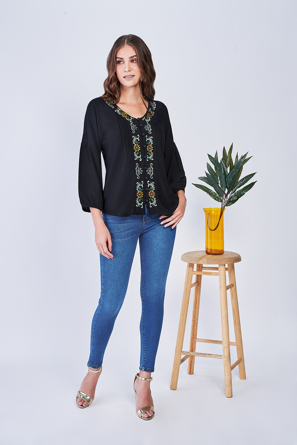 Foto 4 pulgar | Jeans Devendi Color Azul Skinny Tiro Alto
