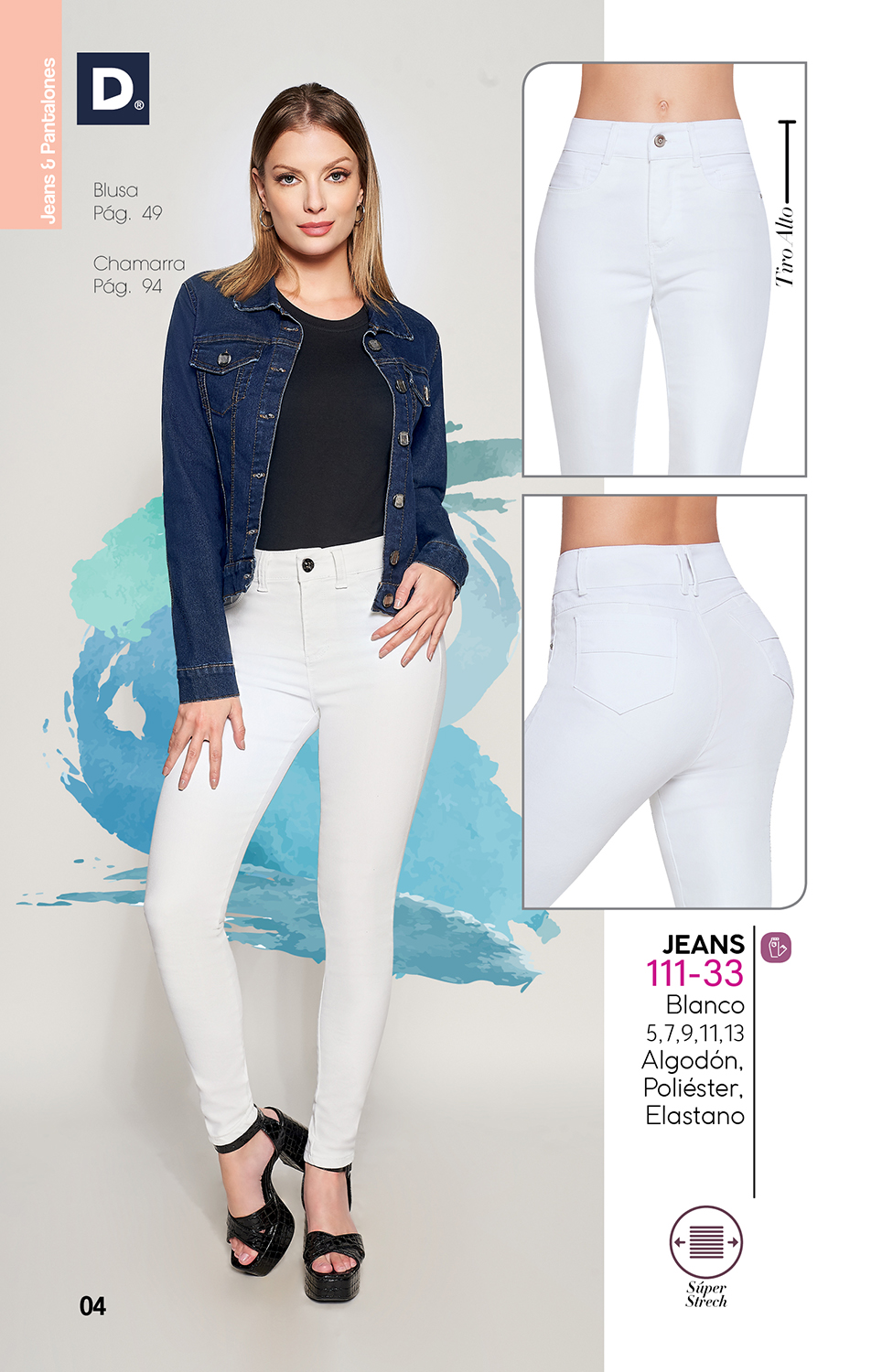 Foto 4 pulgar | Jeans Devendi Blancos para Mujer
