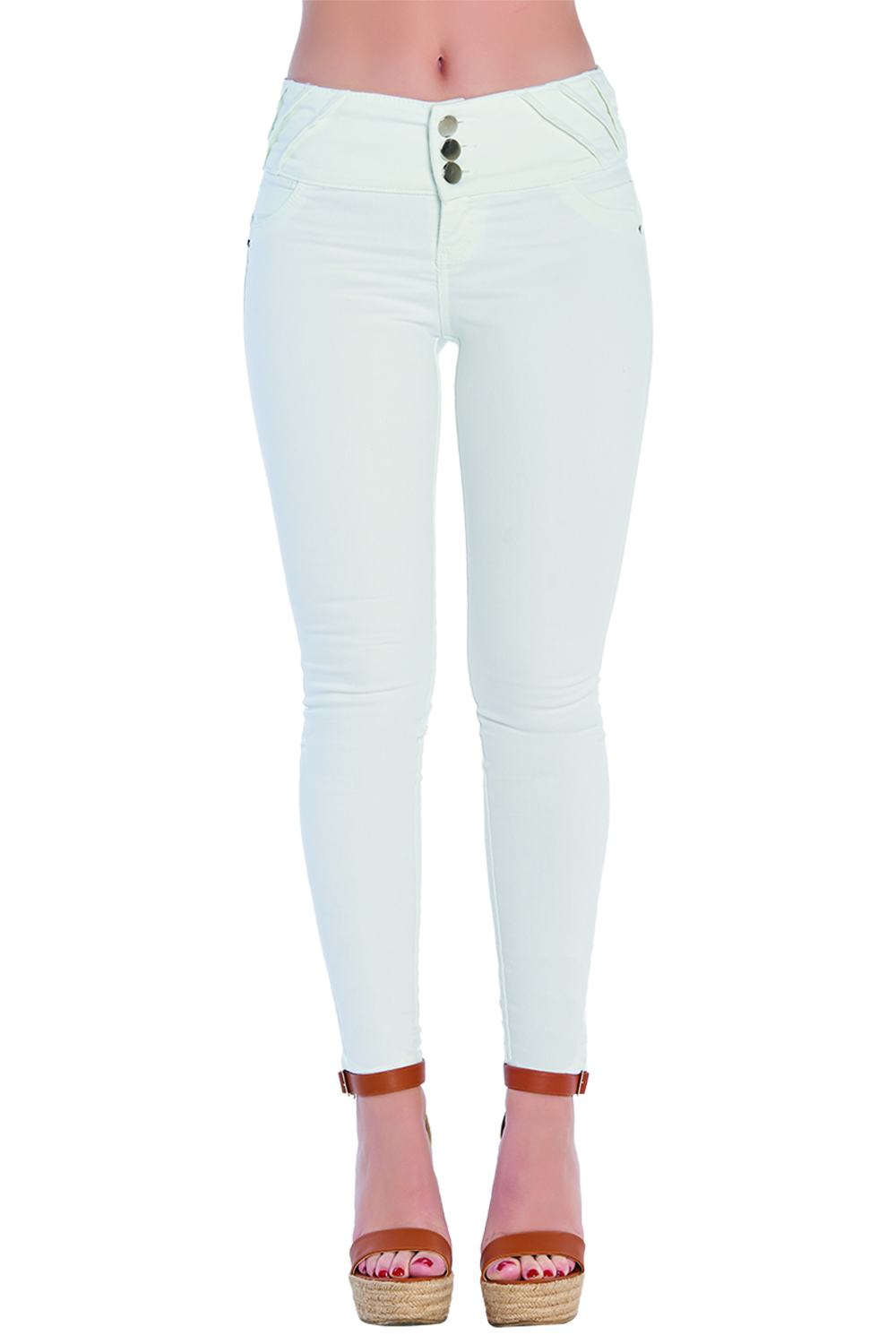 Foto 2 pulgar | Jeans Devendi Blancos para Mujer