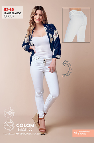 Foto 4 pulgar | Jeans Devendi Blancos para Mujer