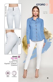 Foto 3 | Jeans Devendi Blancos para Mujer