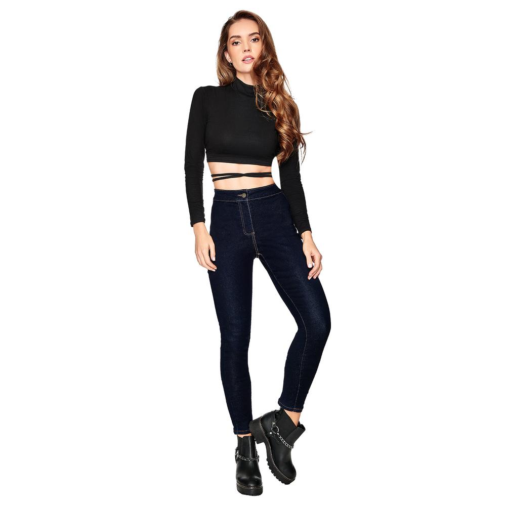 Jeans con Tiro Alto Ilusión 45609 Azul Marino