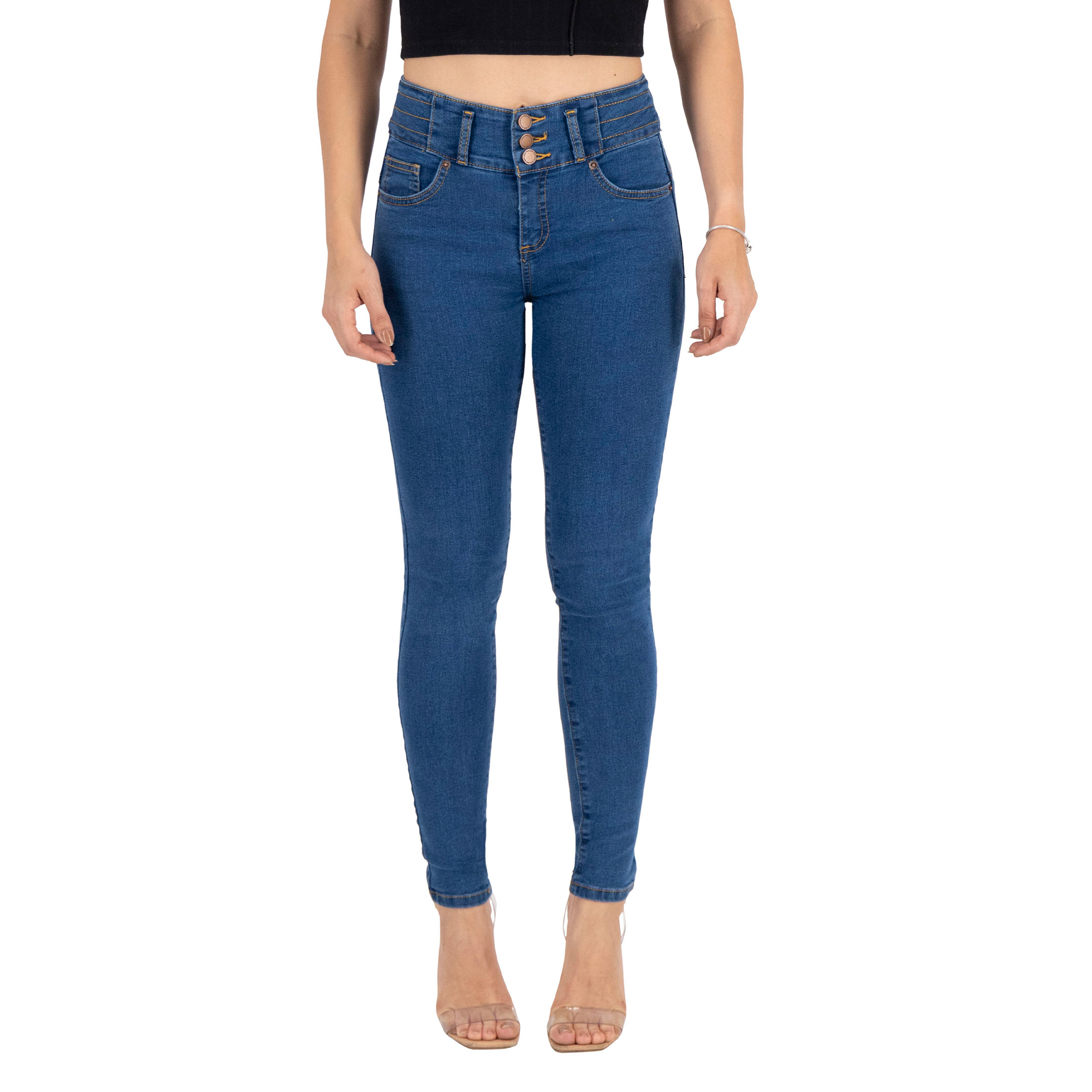 Foto 2 pulgar | Jeans Skinny Britos Tiro Alto Azul para Mujer