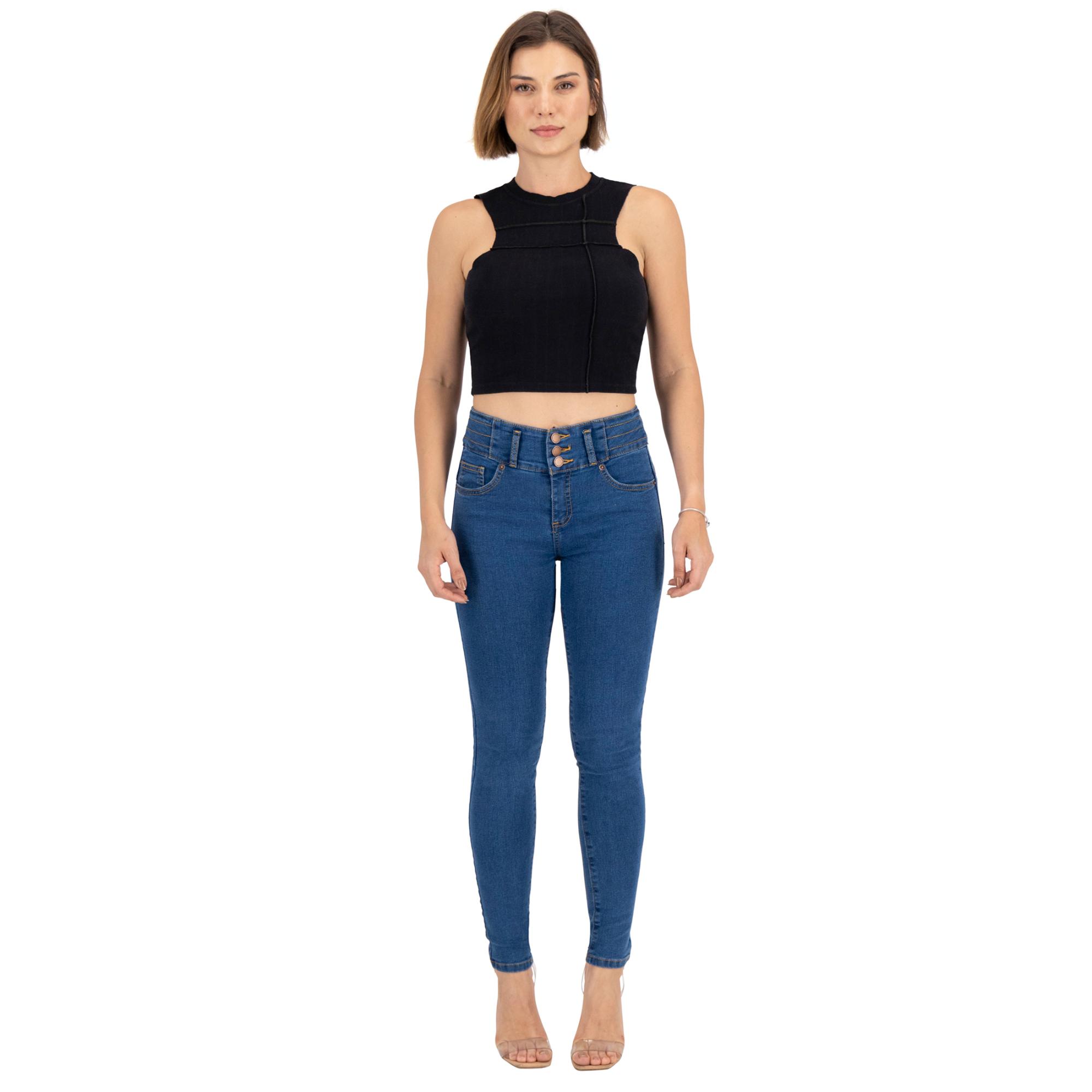 Foto 3 pulgar | Jeans Skinny Britos Tiro Alto Azul para Mujer