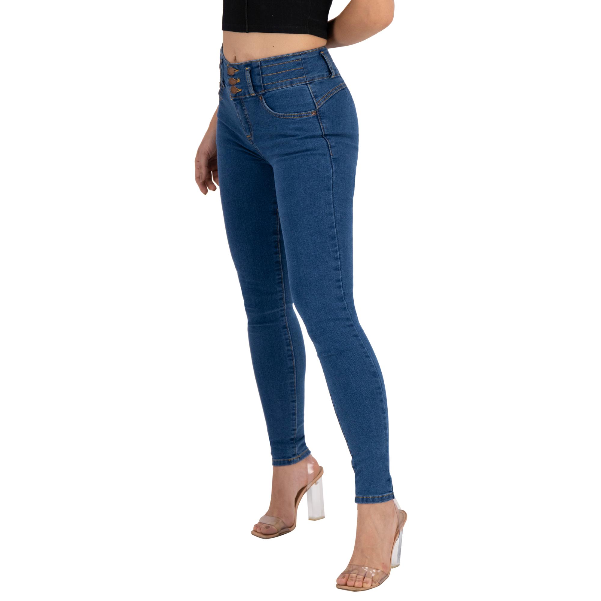 Foto 6 pulgar | Jeans Skinny Britos Tiro Alto Azul para Mujer