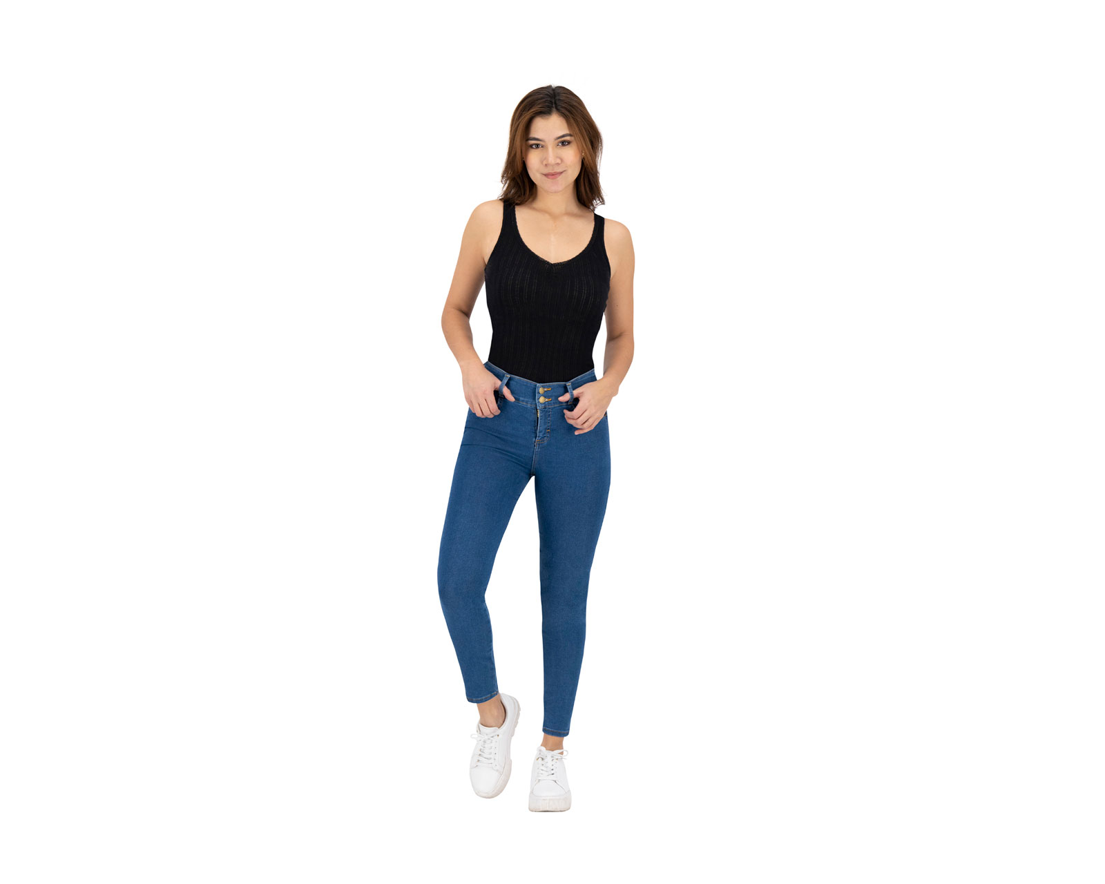 Foto 4 pulgar | Jeans Skinny Britos Tiro Medio Azul 024792