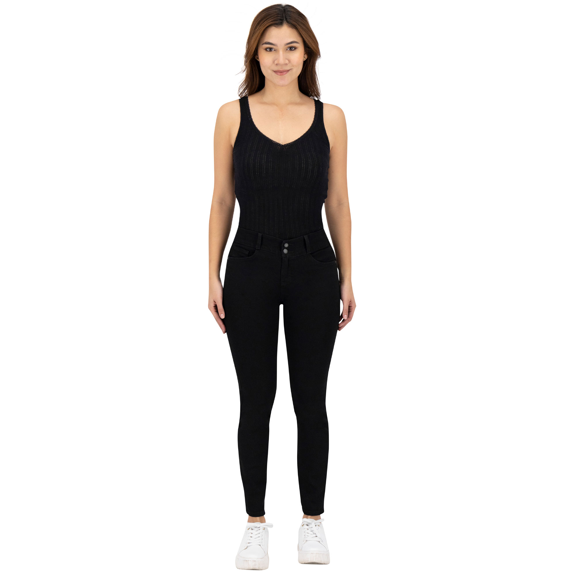 Foto 2 | Jeans Skinny Britos Tiro Medio Negro 024824