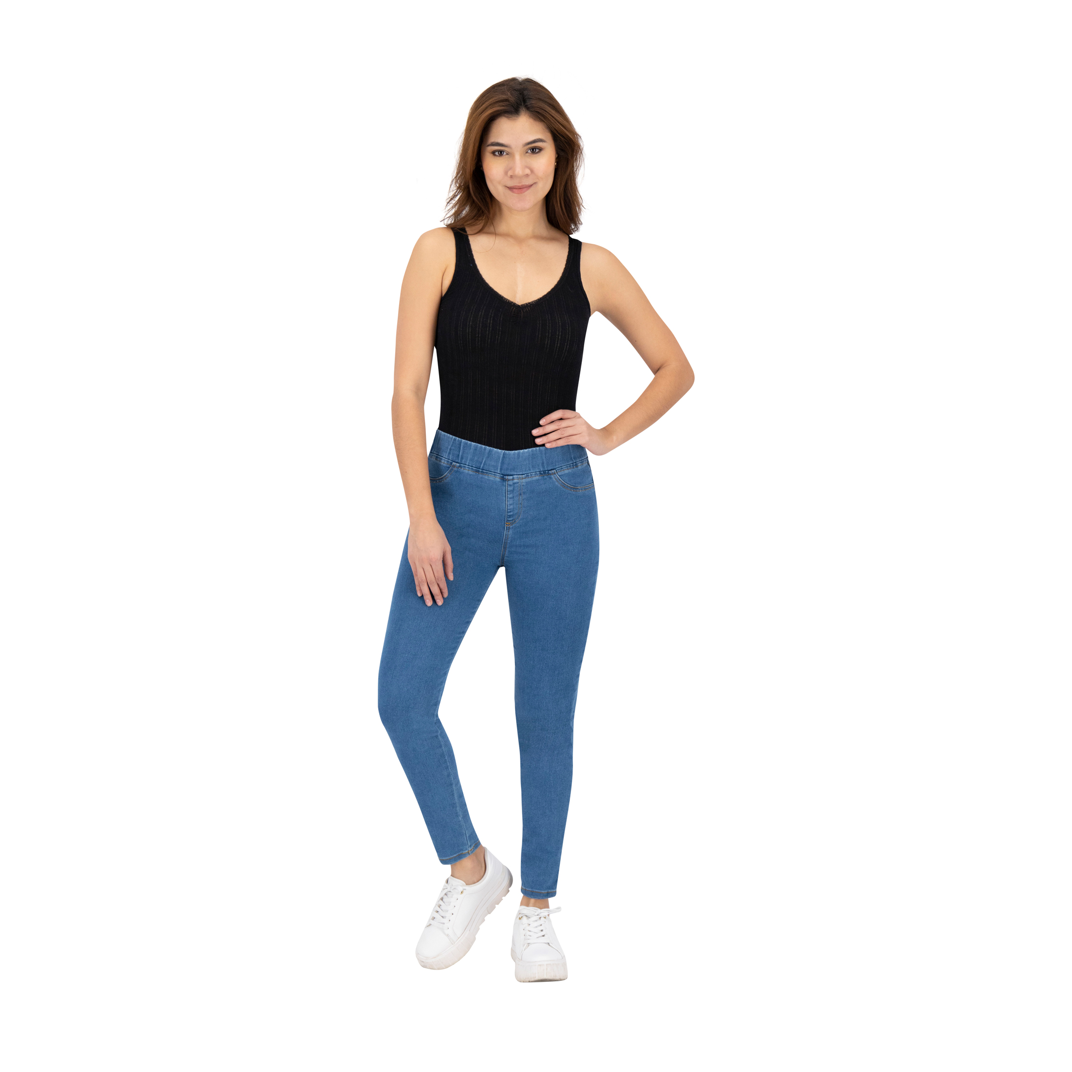 Foto 4 pulgar | Jeans Skinny Britos Tiro Medio Azul para Mujer