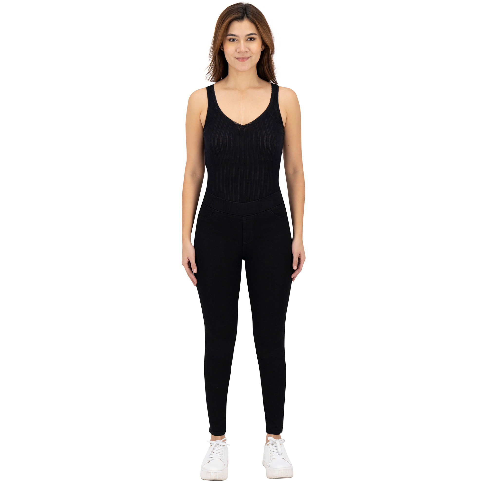 Foto 3 pulgar | Jeans Skinny Britos Tiro Medio Negros para Mujer