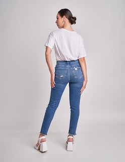 Foto 2 | Jeans Devendi Color Azul Skinny Stretch Ruptura