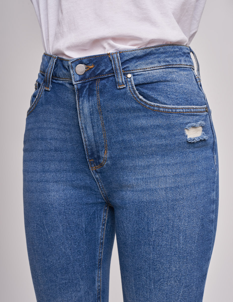 Foto 3 | Jeans Devendi Color Azul Skinny Stretch Ruptura