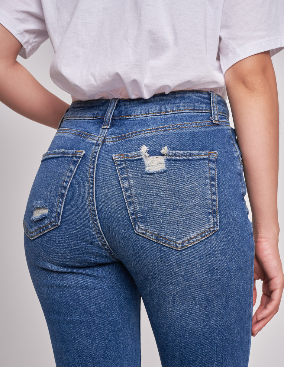 Foto 4 | Jeans Devendi Color Azul Skinny Stretch Ruptura