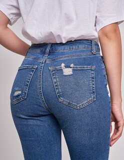 Foto 4 | Jeans Devendi Color Azul Skinny Stretch Ruptura