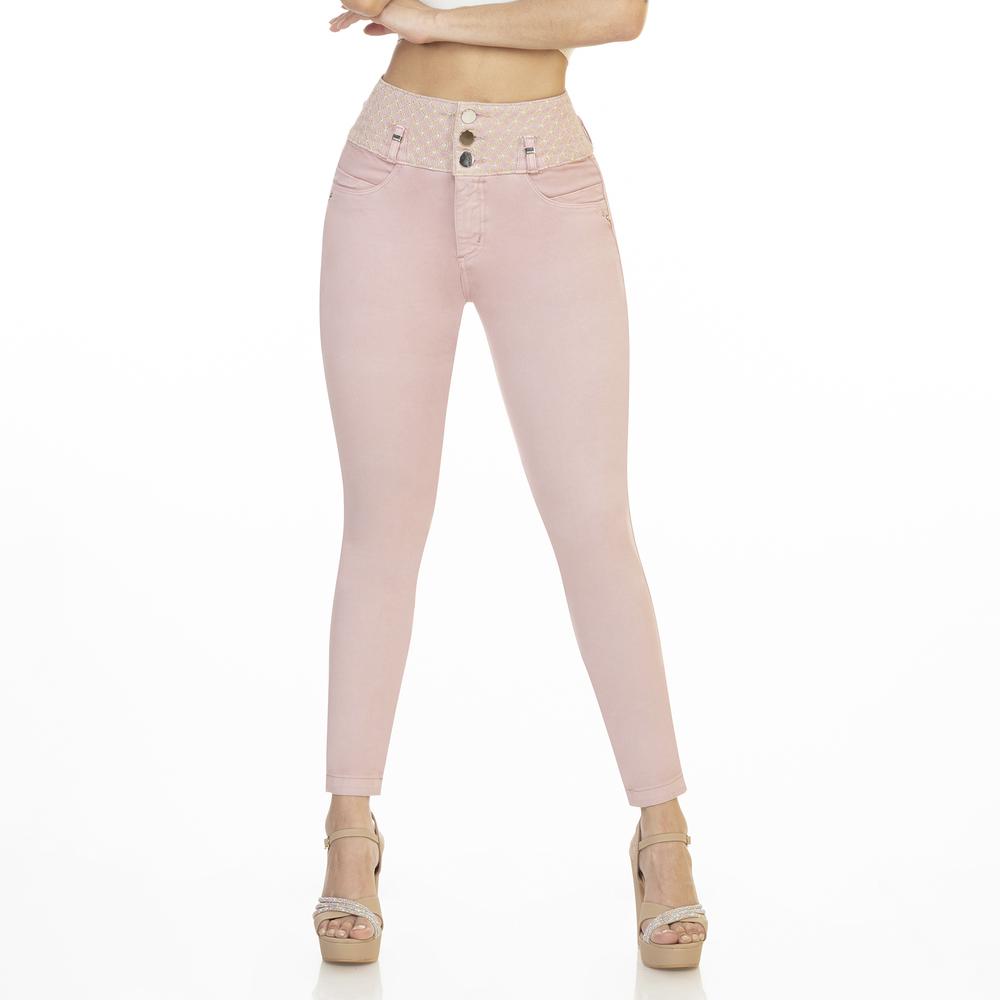 Jeans Mujer Colombiano Gabardina Stretch Pantalón Dama Push Up Skinny Rosa