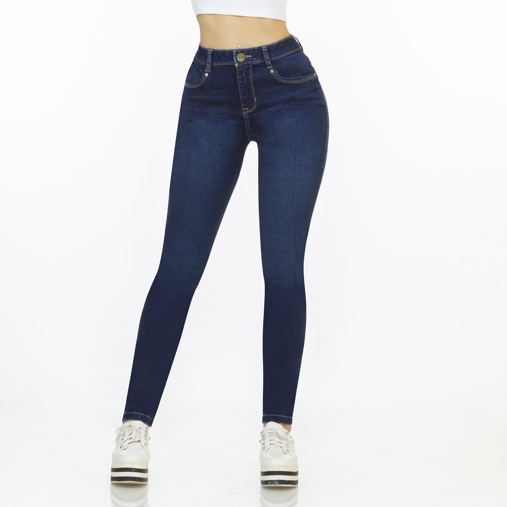 Foto 2 pulgar | Jeans Mujer Básico Mezclilla Stretch Pantalón Dama Push Up Skinny Azul Acero