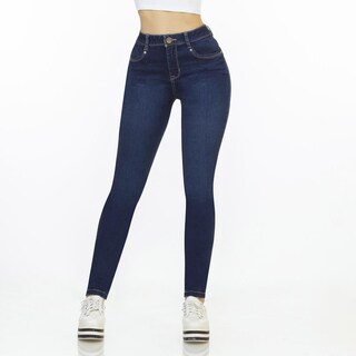 Foto 1 | Jeans Mujer Básico Mezclilla Stretch Pantalón Dama Push Up Skinny Azul Acero