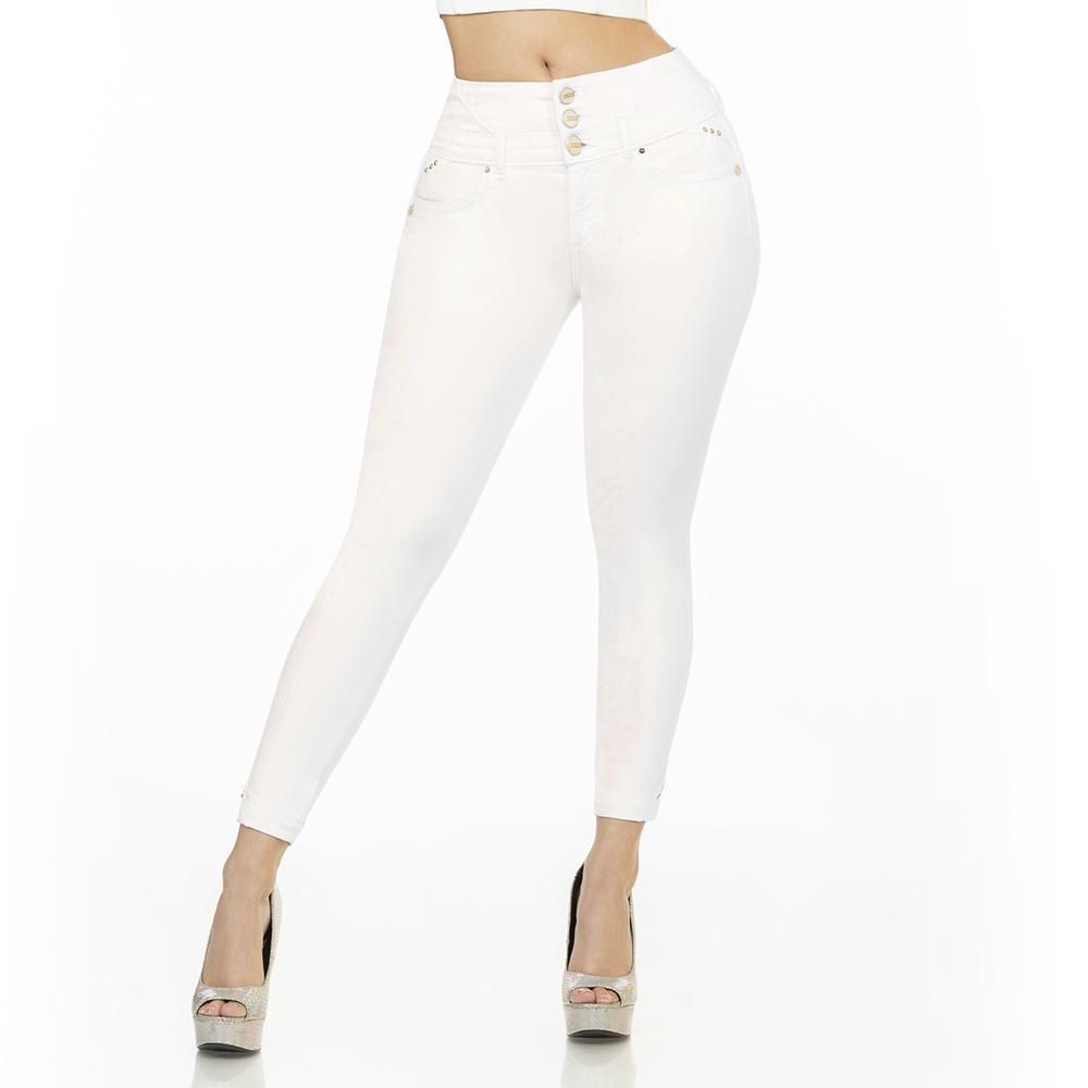 Jeans Mujer Colombianos Básicos Mezclilla Pantalón Dama Push Up Blanco