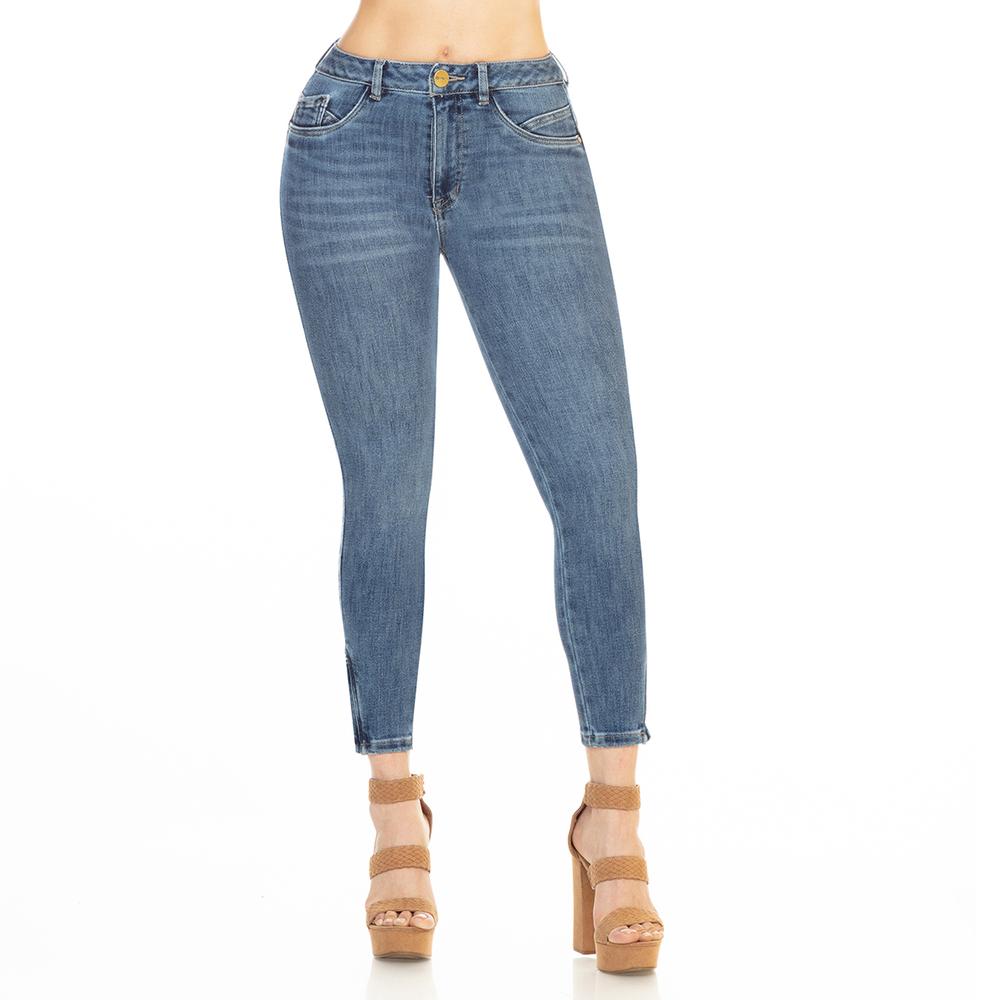 Jeans Efecto Push Up Stretch Skinny Azul Acero