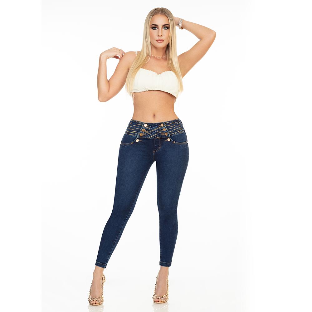 Foto 6 pulgar | Jeans Mujer Colombiano Strech Push Up Skinny Pantalón Dama Azul Oscuro
