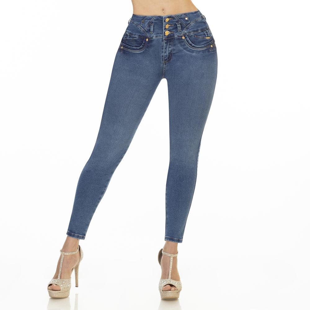 Jeans Mujer Colombiano Strech Push Up Skinny Pantalón Dama Azul Cielo