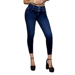 Foto 1 | Jeans Mujer Super Skinny Tiro Medio Azul Oscuro