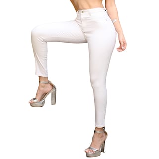 Foto 1 | Jeans Mujer Skinny Tiro Alto Stretch Blanco