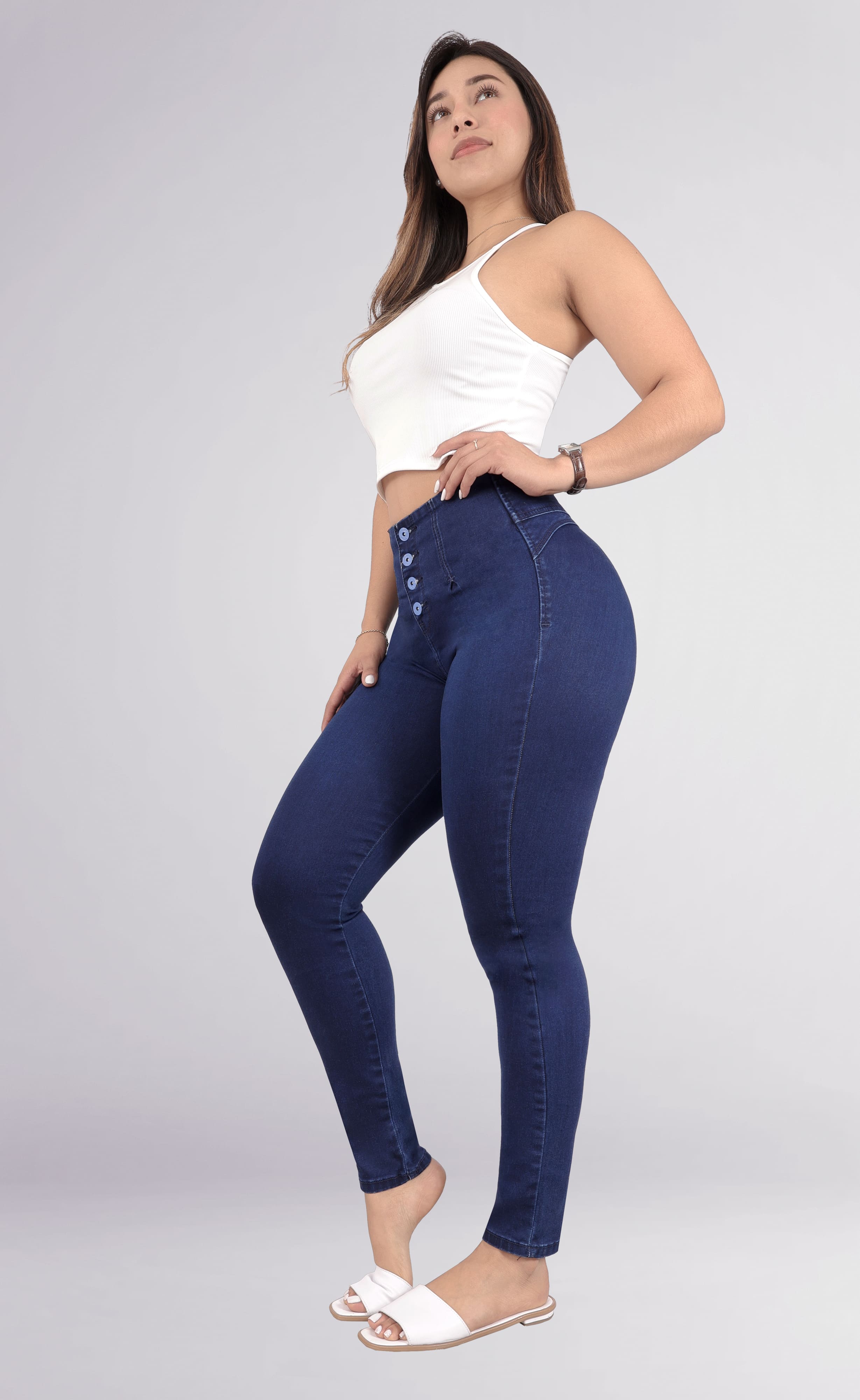 Foto 5 pulgar | Jeans Para Mujer – Corte Colombiano, Tela Elástica, Realce De Glúteos, Cintura Alta